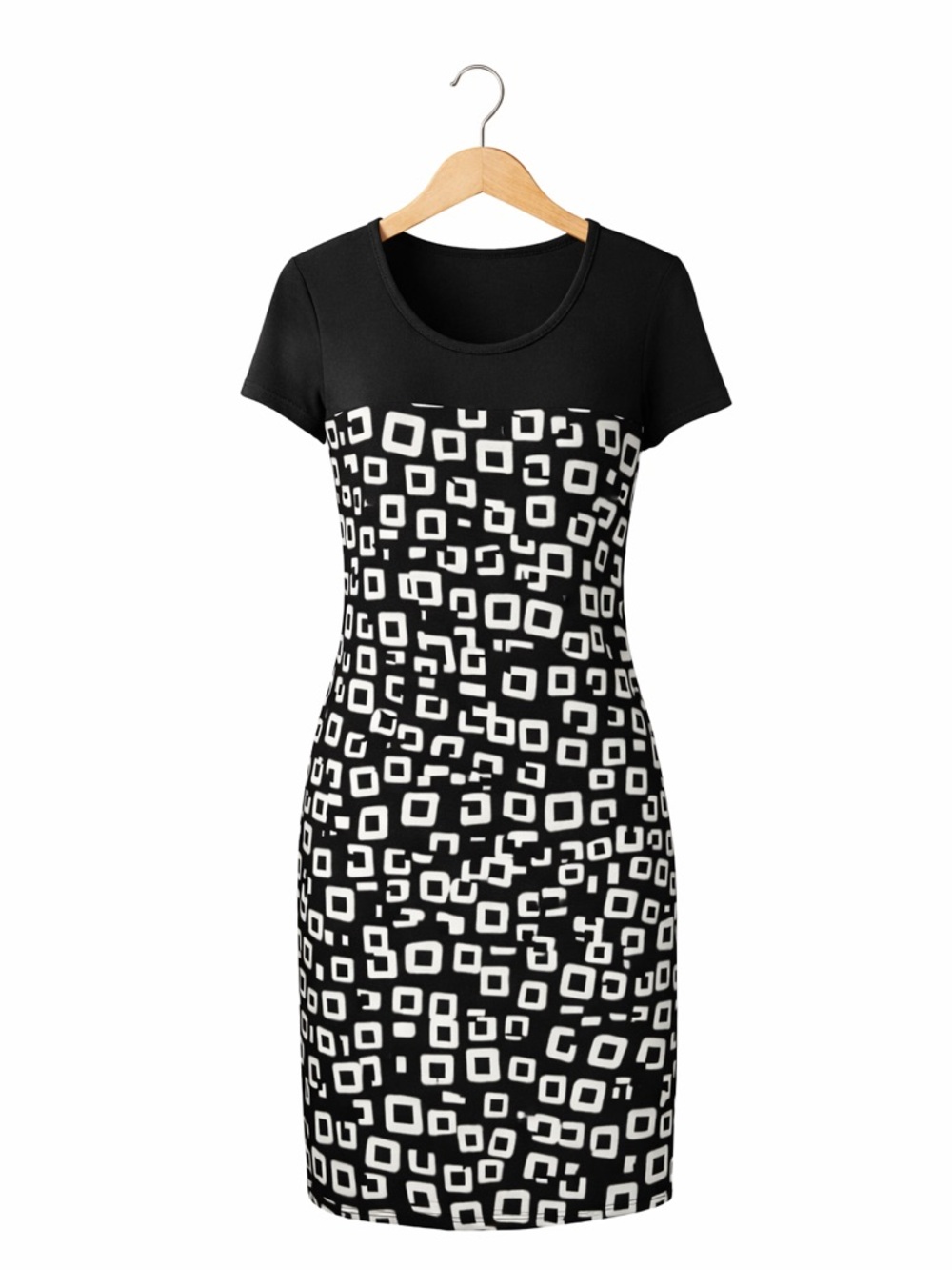 Roulette Black White Geometric Dress Size 6 Stretch Career Cocktail